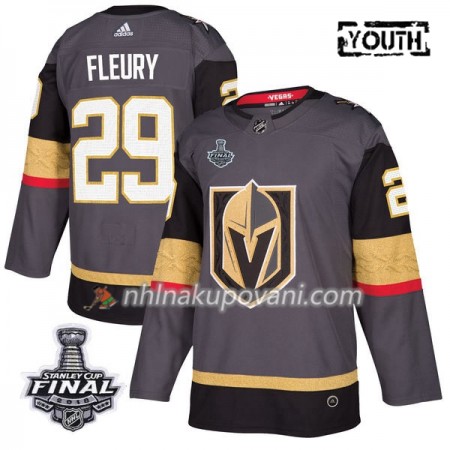 Vegas Golden Knights Dresy Marc-Andre Fleury 29 2018 Stanley Cup Final Patch Adidas Šedá Authentic - Dětské